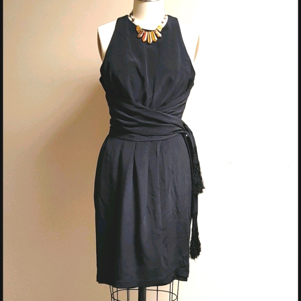 VTG Marie St. Claire Silk Black Wrap Dress